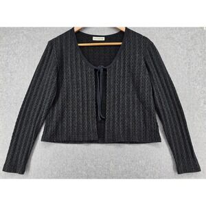 Vtg Eyeshadow Juniors L Tie-Front Cardigan Sweater Gray/Black Layering 90s USA